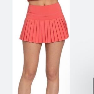 Gold Hinge Pleated Tennis Skirt in Coral